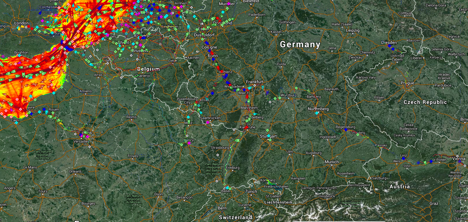 Live Marine Traffic, Density Map and Current Position of ships in RHINE RIVER